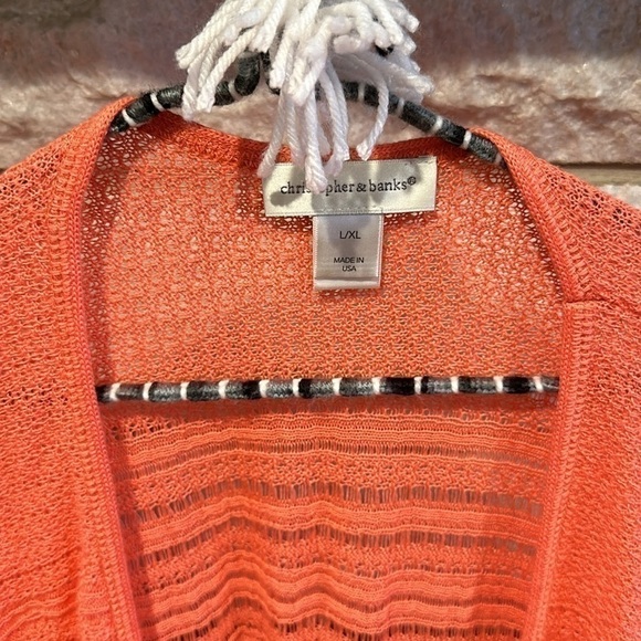 Christopher & Banks tunic length sweater cardigan salmon pink size L/XL - Picture 2 of 6